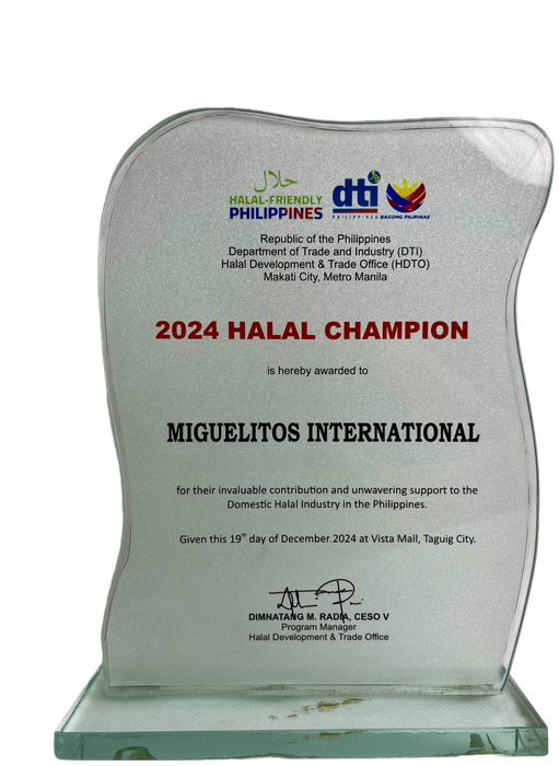 2024 Halal Champion award plaque