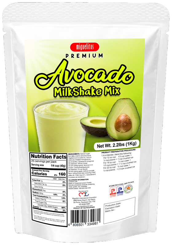 Premium Milkshake Mix Avocado pouch